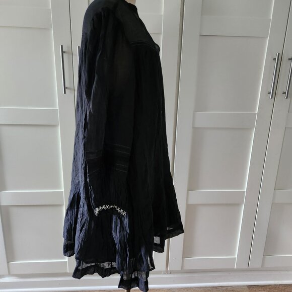 Sundance Size XL Cotton Silk Black Semi Sheer Layered Whimsigoth Tunic Blouse - Picture 10 of 10